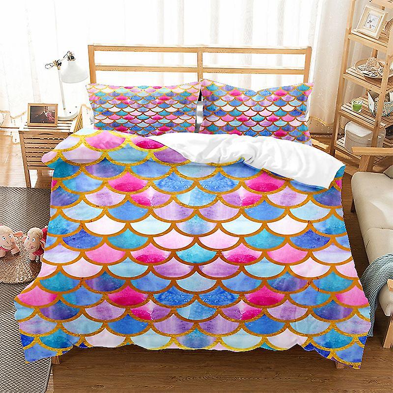 Σετ δύο ή τριών τεμαχίων Ψάρια Κλίμακα Σειρά Παπλωματοθήκη Κρεβάτι Σετ Γενέθλια Χριστούγεννα Δώρο A14