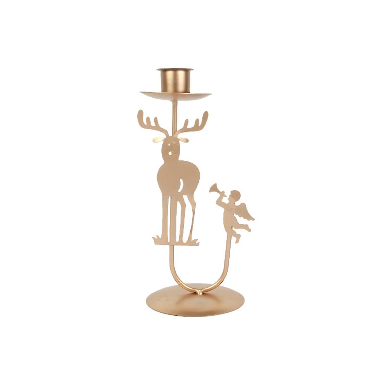 Wrought Iron Christmas Candlestick Creative Desktop Ornament Retro
