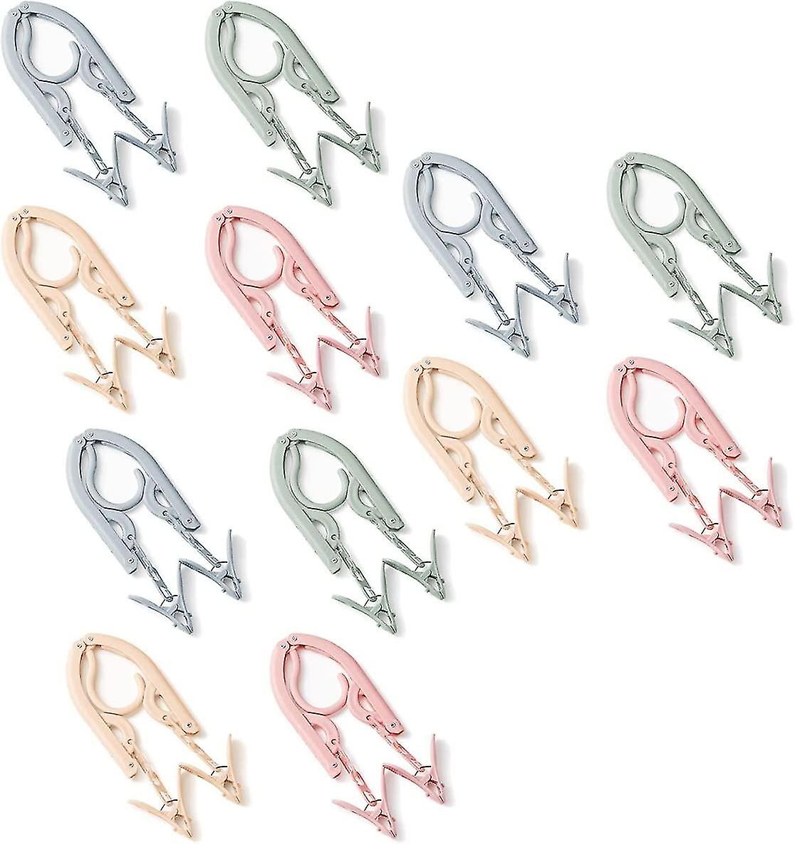 12pcs Foldable Travel Hangers With 24pcs Clips Portable Folding