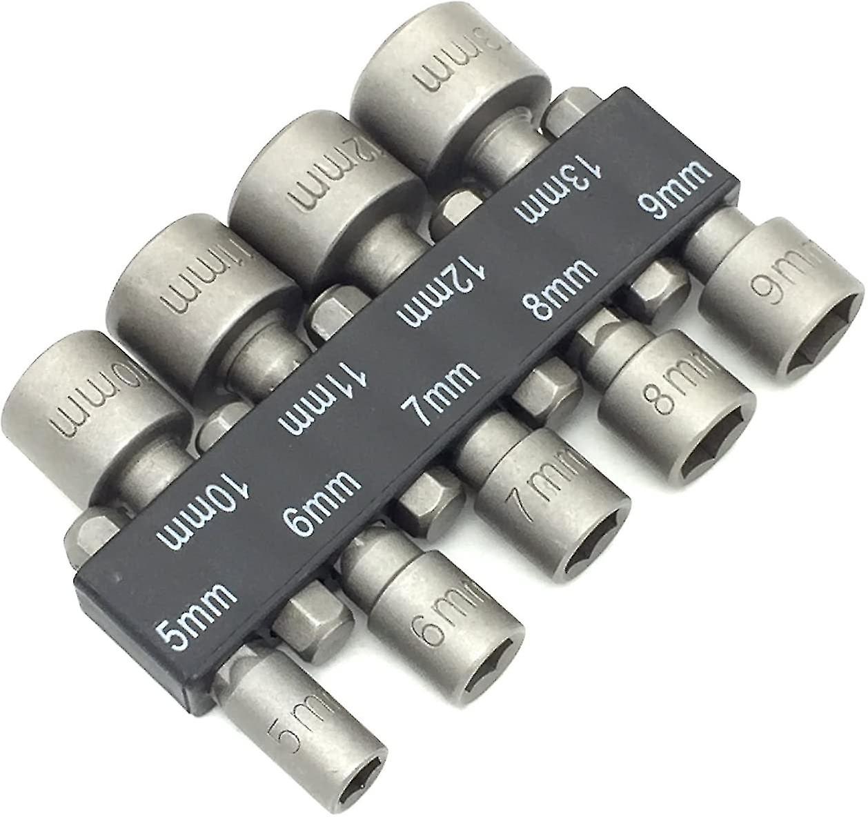 9Pcs/set 5mm-13mm Hex Sockets Sleeve Nozzles Nut Driver Set Power Nuts Driver Socket Screwdriver Set Bits Sets Tools