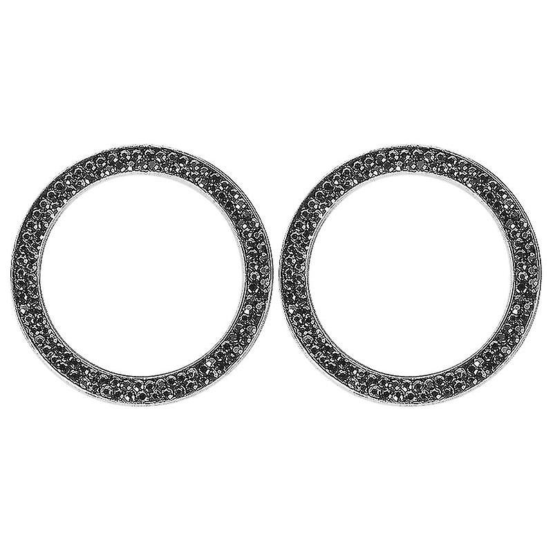 2pcs Car Ignition Button Ring Sticker Engine Start Stop Button Ring Decal Crystal Bling Rhinestone Car Decor Accessories (black)