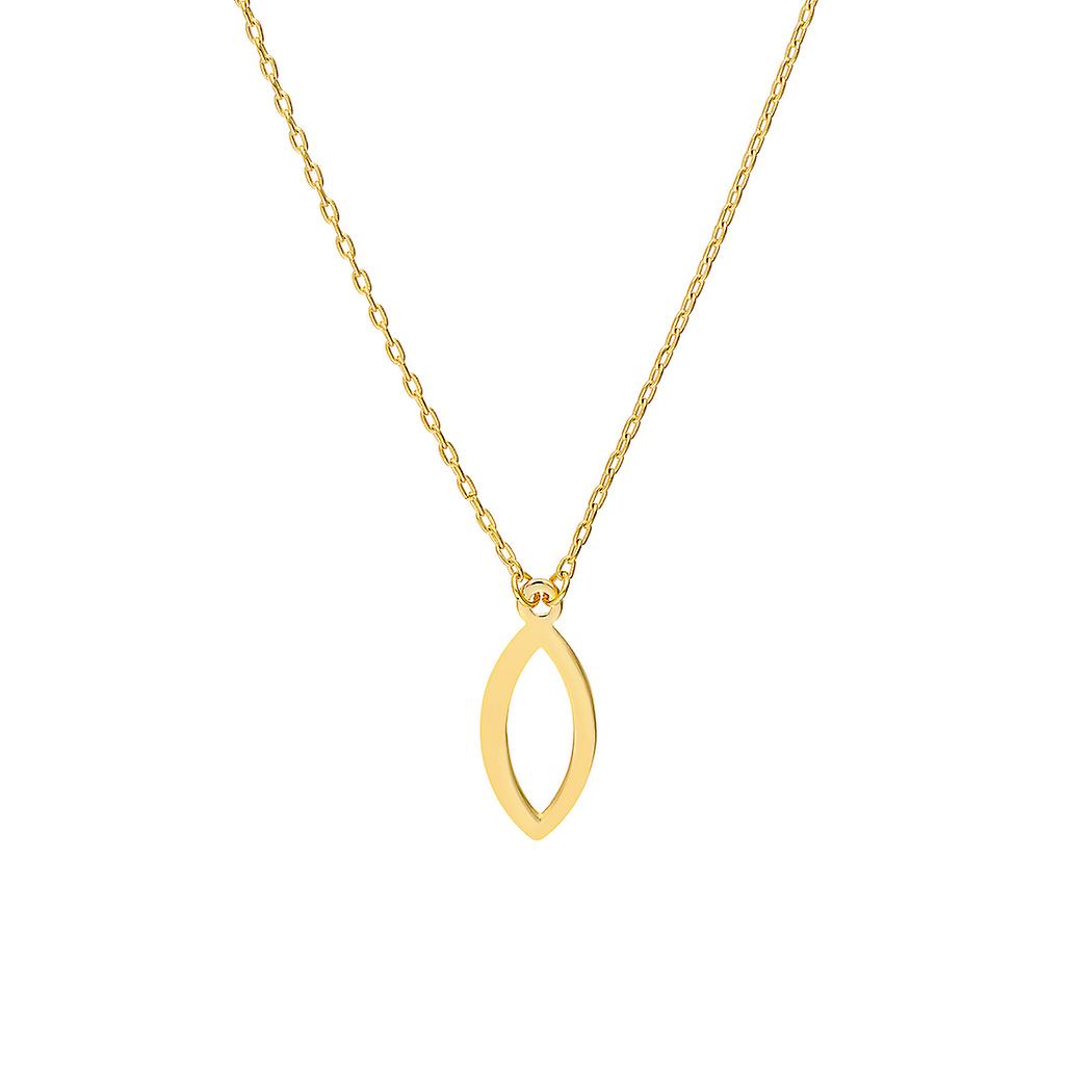 Colar com pingente em formato de marquise aberta em ouro amarelo 14k, 45 cm (18 polegadas), para mulheres.