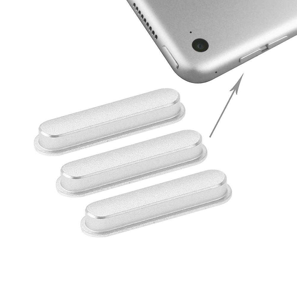 3pcs Side Keys for Apple iPad Air 2 Silver Button Buttons Replacement Accessories Repair