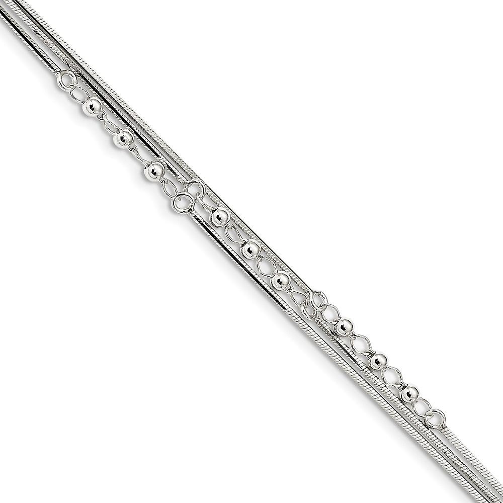 3.2mm 925 Sterling Silver Polished 3 strand Bracelet 7.5 Inch-Strand-Bracelet for Women - 5.8 Grams