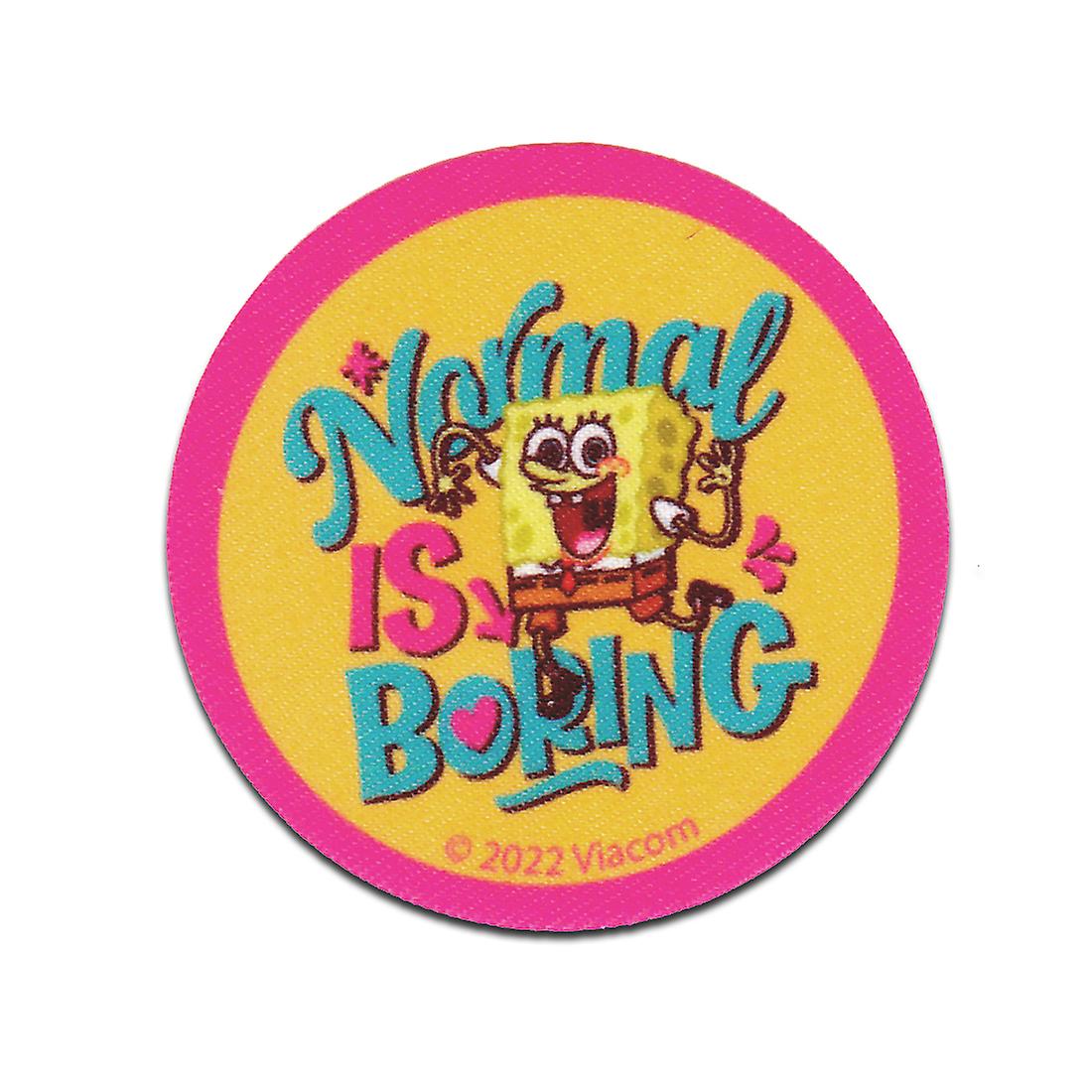 SpongeBob SquarePants © Normal is boring printed - patch, iron-on patch, iron-on patch, applique, patches, patches, iron-on, size: 6.4 x 6.4 c