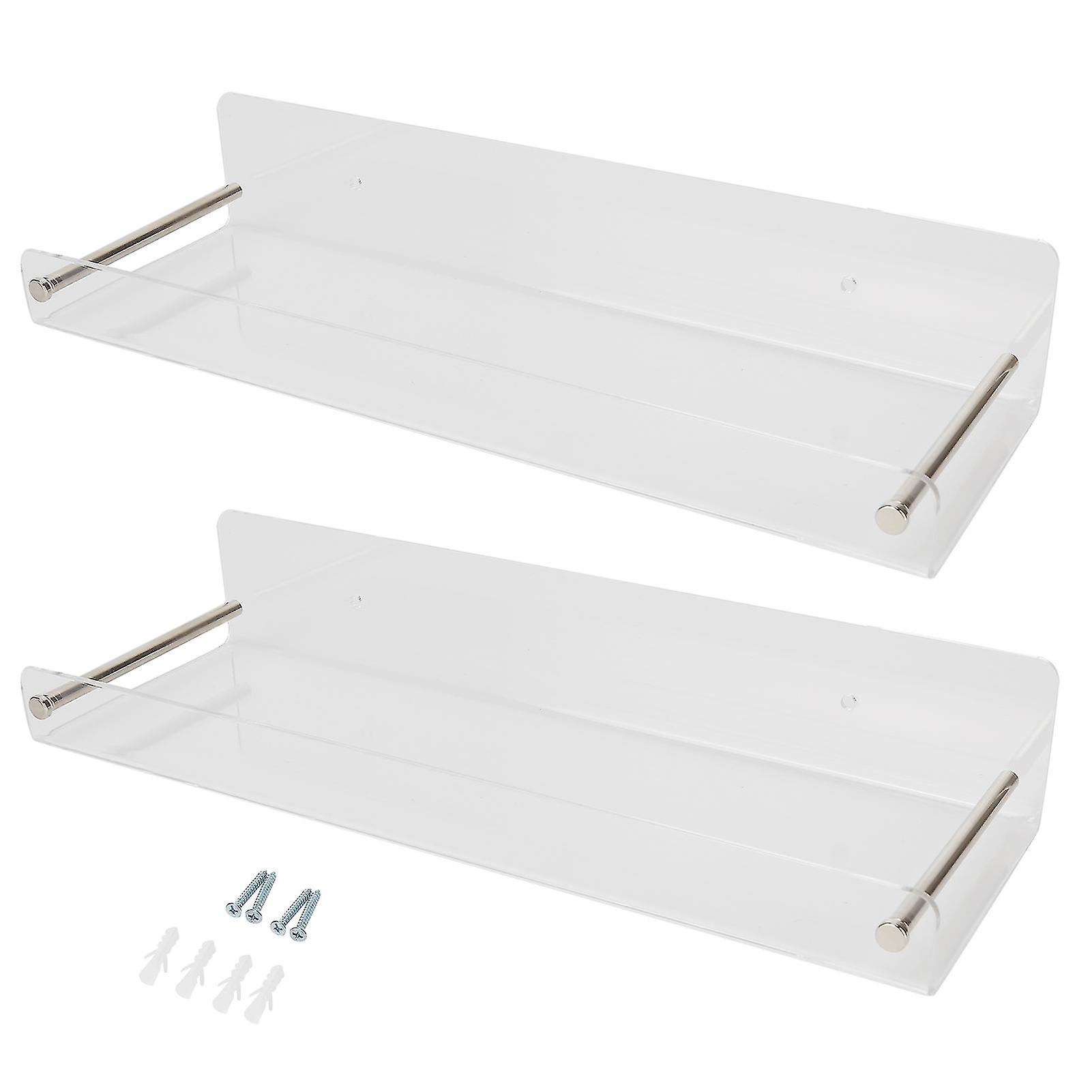 Set of 2 Acrylic Floating Wall Shelves Concealed Bathroom Shelves