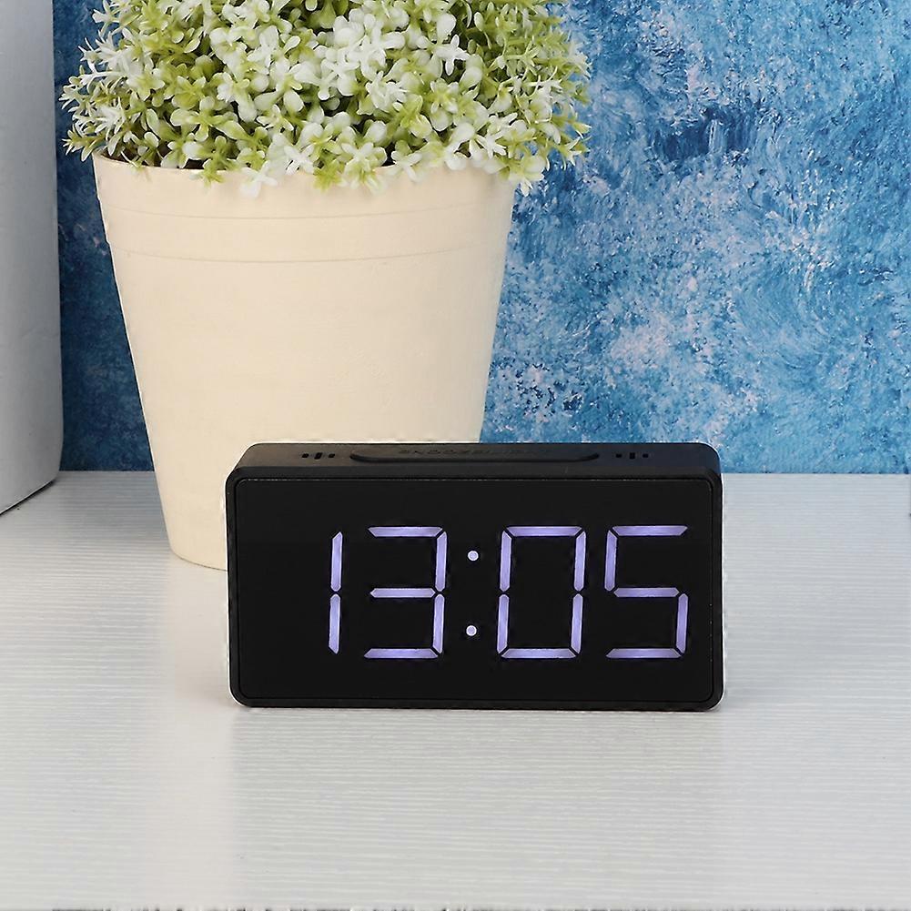 Simple Electronic Clock LED Bedside Alarm Clock with Snooze Function compatible with Student Home Use (Black )