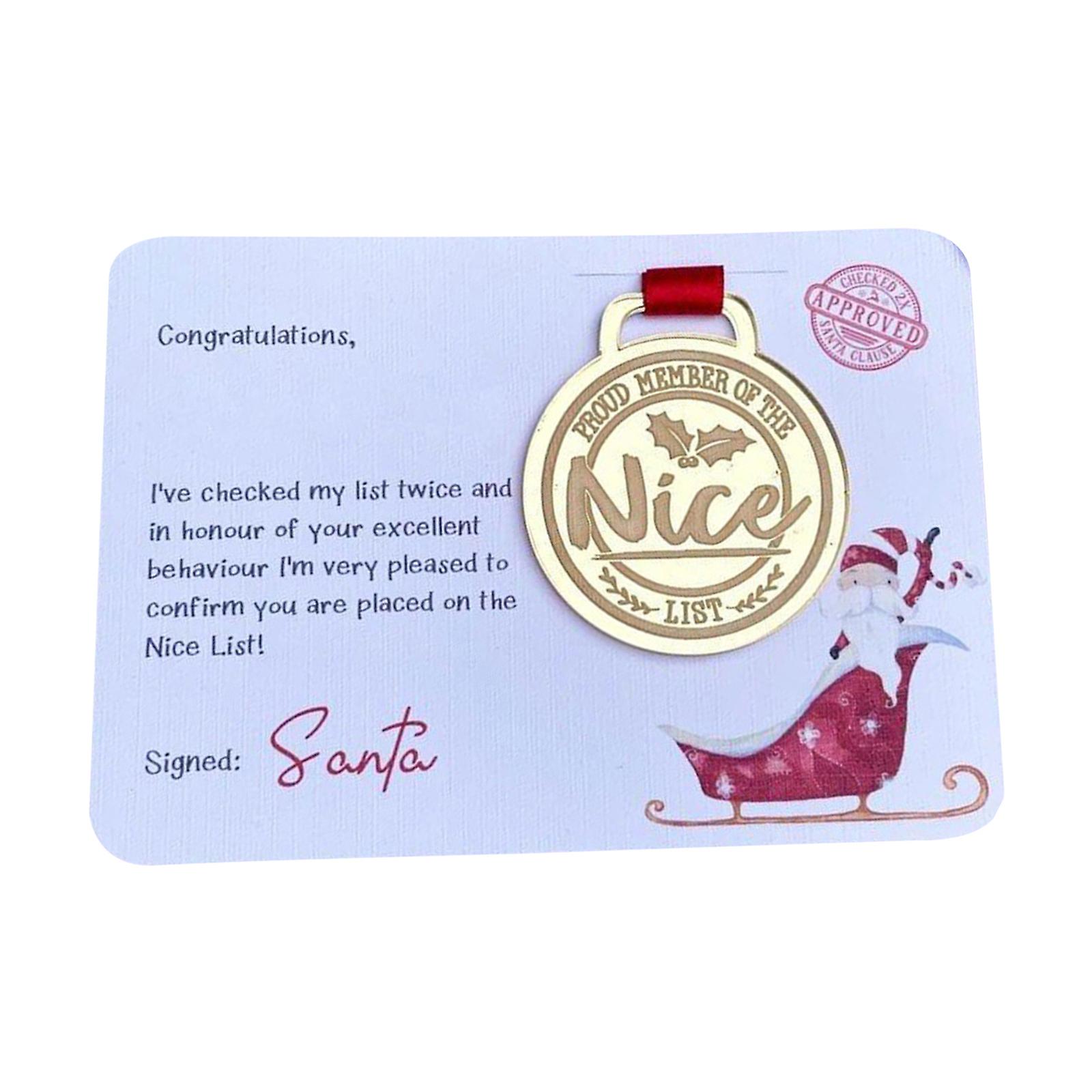 Funny Christmas Eve Nice List Medal Greeting