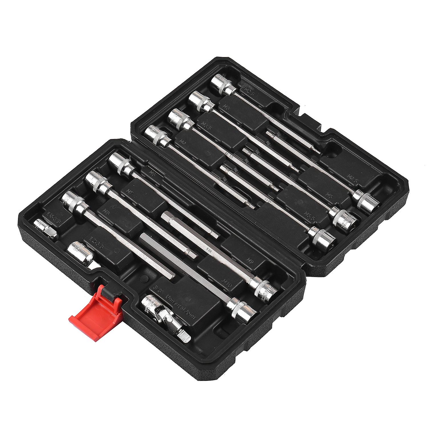 15PCS 3/8” Drive Metric Extra Long Allen Hex Bit Socket Set | 12 Pieces | Sizes 3mm – 10mm | Shaft L