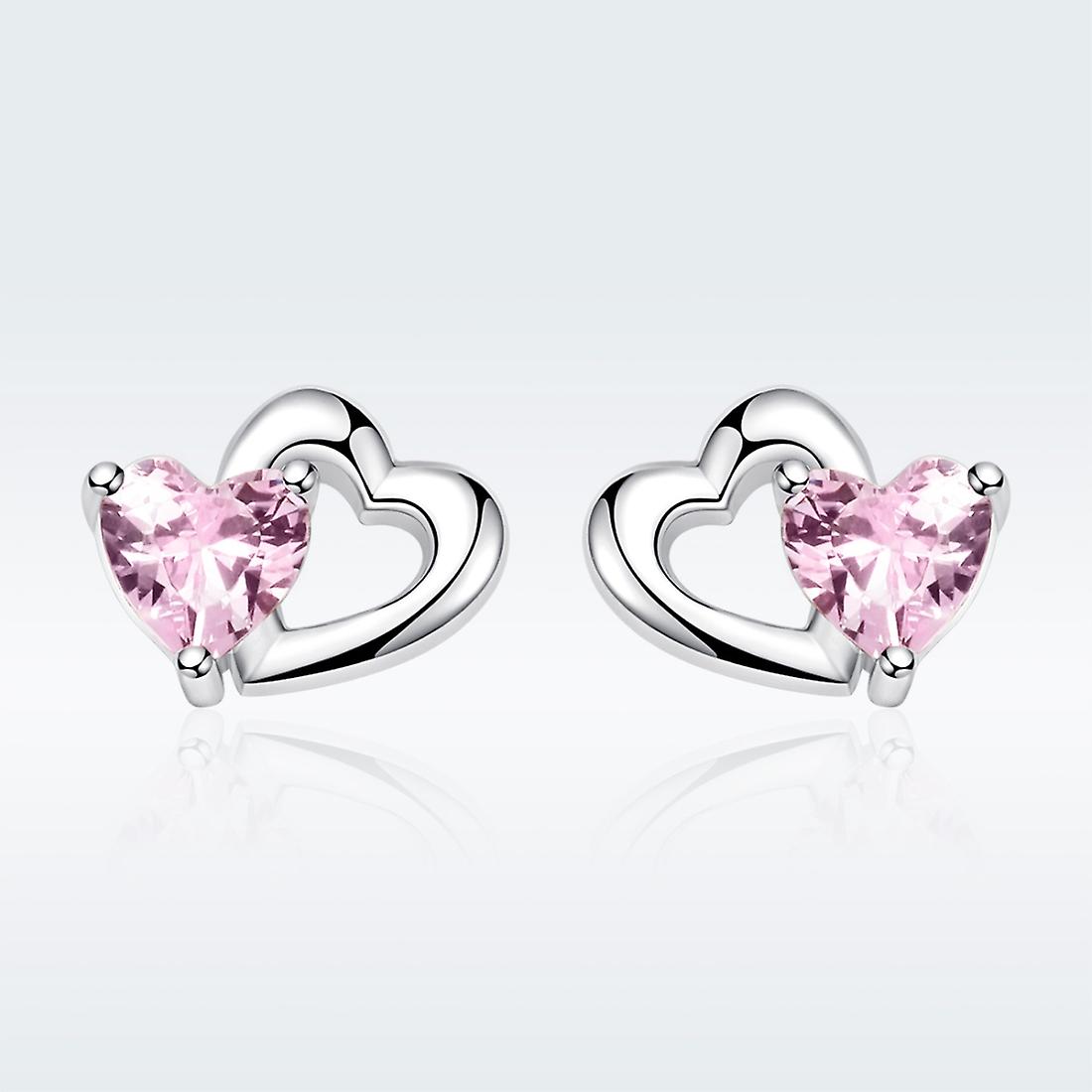 Heart-shaped Sterling Silver Earrings SCE090