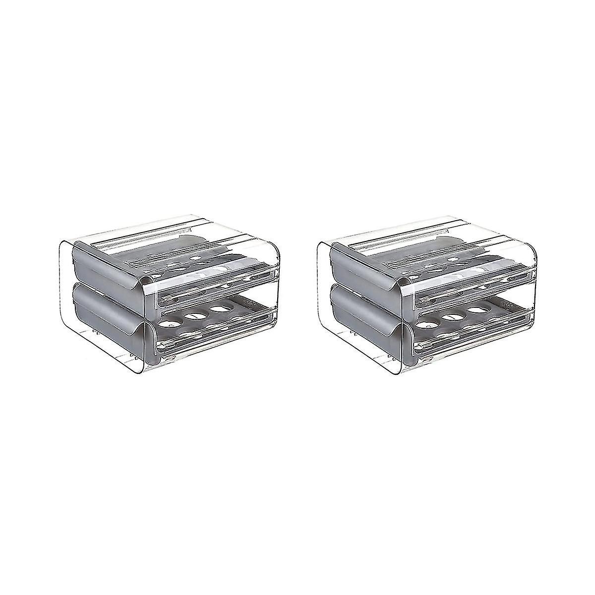 2pcs Egg Storage Box Double Drawer Refrigerator Egg Box,saving Space Stackable Multi-layer