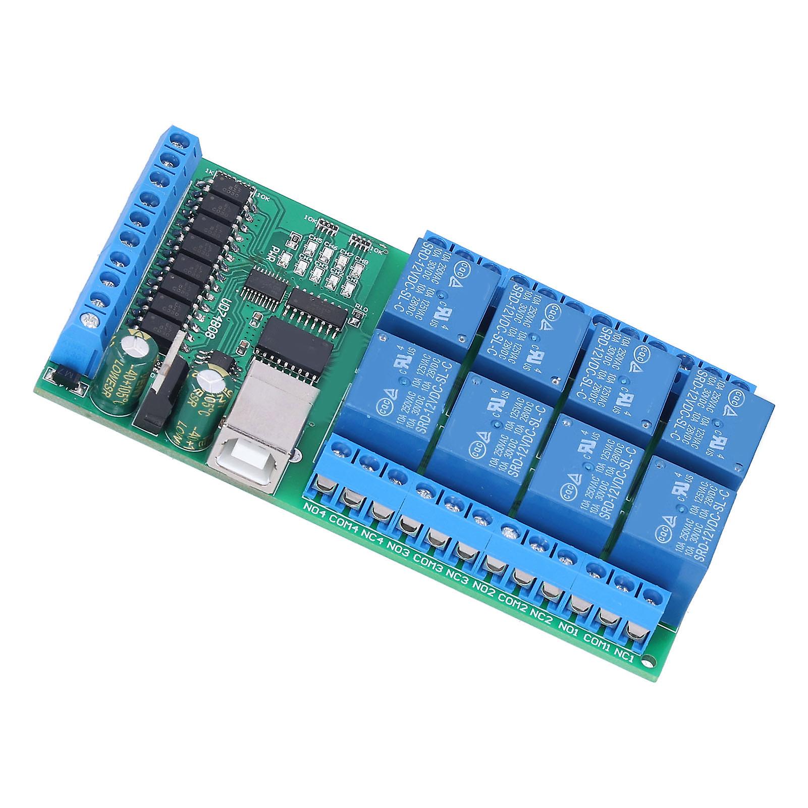 UD74B08 8-Channel USB Relay Shield Module DC 12V 10A Load
