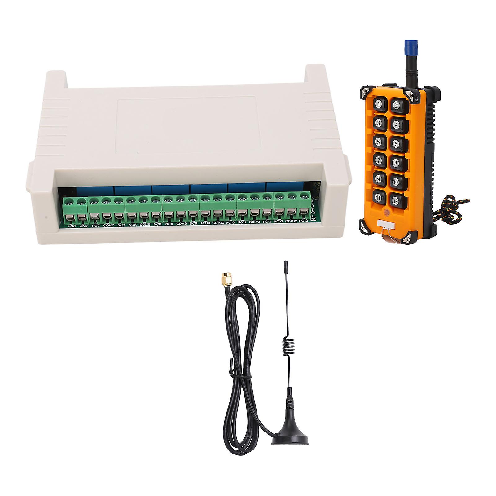12-Channel 433M Remote Control Encoder with Antenna, DC24V Wireless Controller Relay Kit compatible with Europe