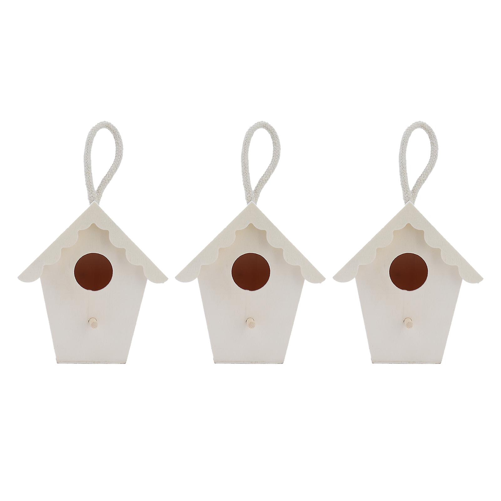 Bird House Ornament 3Pcs DIY Bird House Outdoor Hanging Bird Nests Box Cage Ornament for Garden Patio