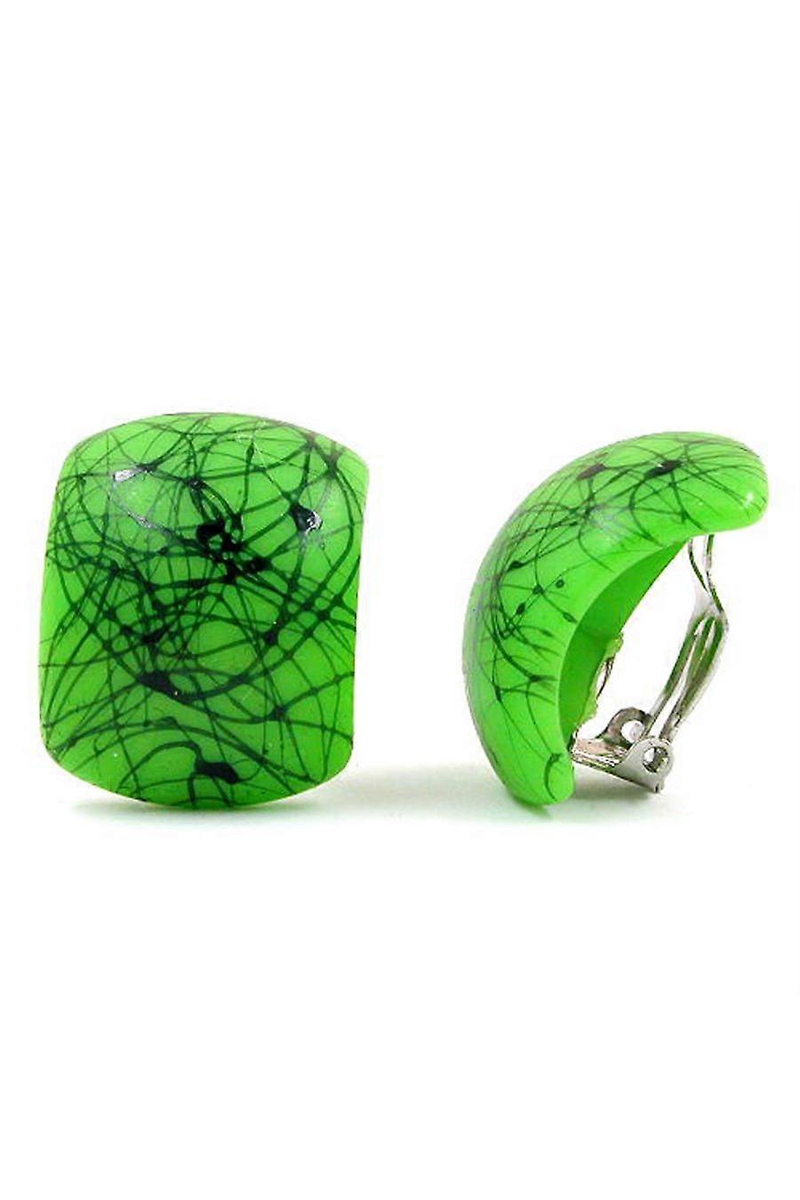 Clip-on Earring Green Black - Gl01819