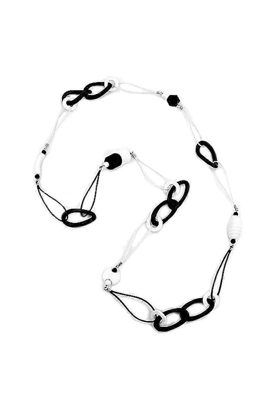 Necklace Black & White Beads 100cm - Gl02516