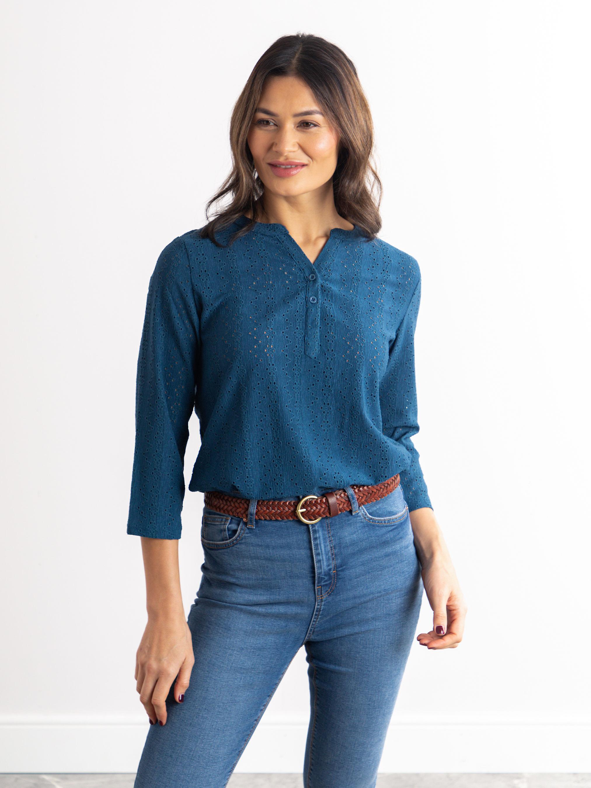 Lucinda Nehru Blouse in Navy