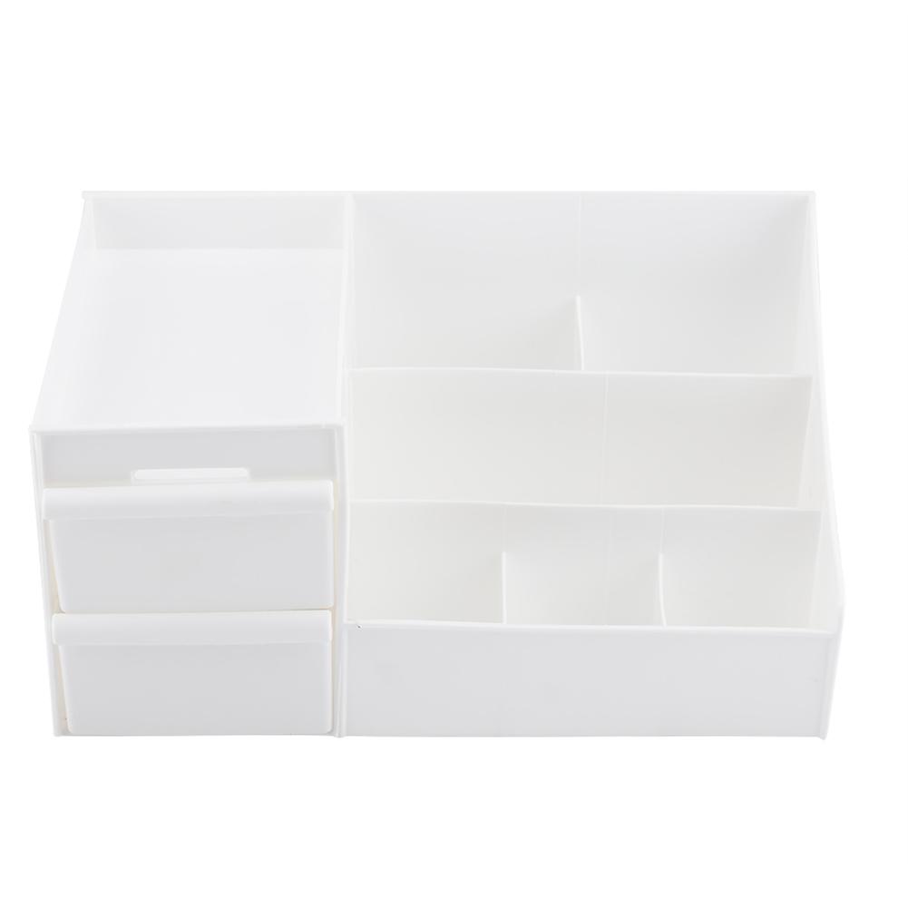 1Pc Plastic Comestic Storage Box with Small Drawers Makeup Organizers for Desktop Table(White)