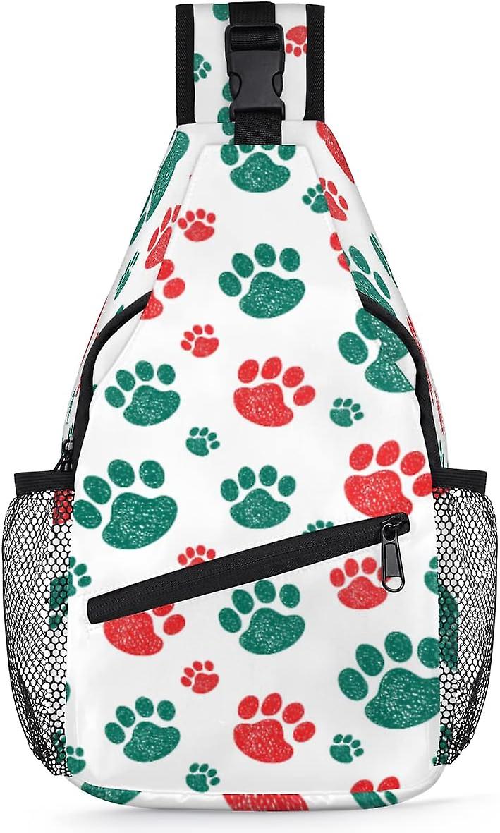 AU12 Paw Sling Backpack Άνδρες Γυναίκες Dog Paw Print Crossbody ώμου τσάντα στήθους για ταξίδια πεζοπορίας Casual Daypack Back Pack
