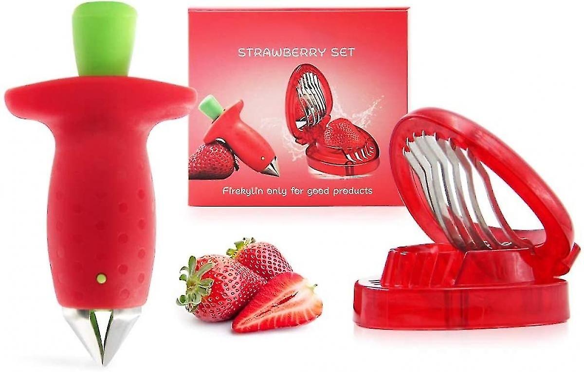 Strawberry Stem Remover And Strawberry Slicer Set For Berry Stems And Leaves Corer Fruit Slicer Cutt