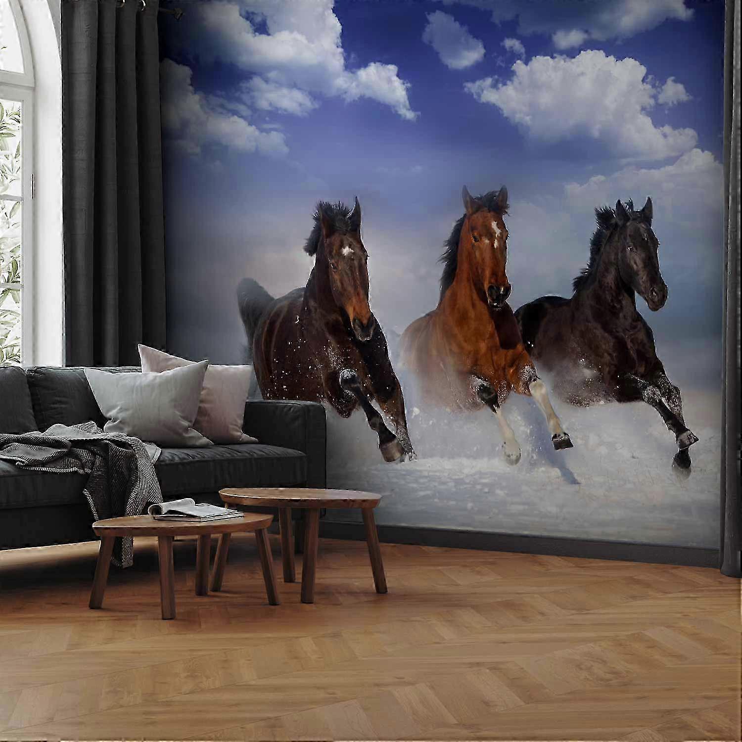 Self-adhesive Wall Mural - Horses in the Snow