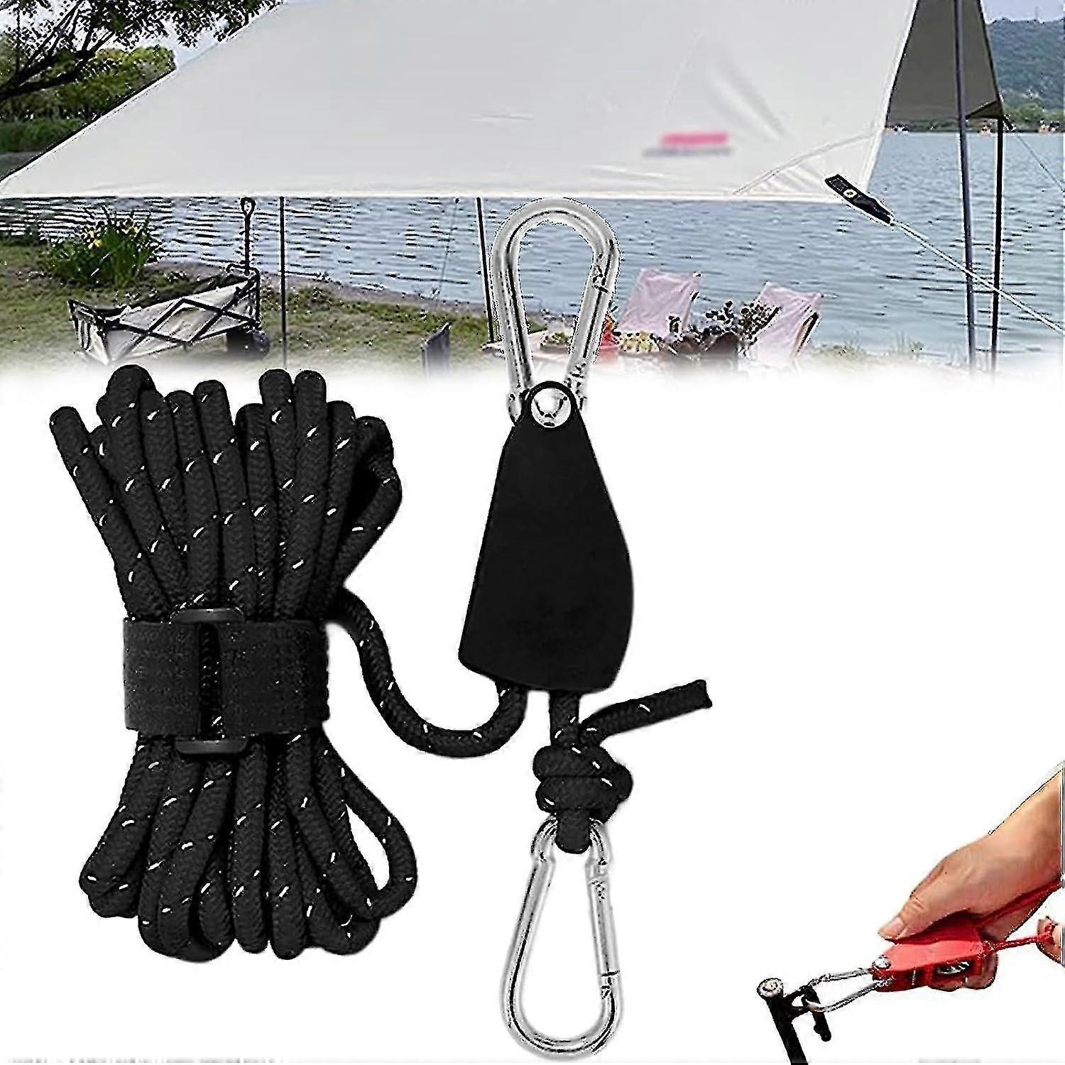2023 Portable Adjustable Fix Camping Rope, 4m Windproof Rope For Adjusting The Pulley, Tent High Fast Release Pulley Camping Rope