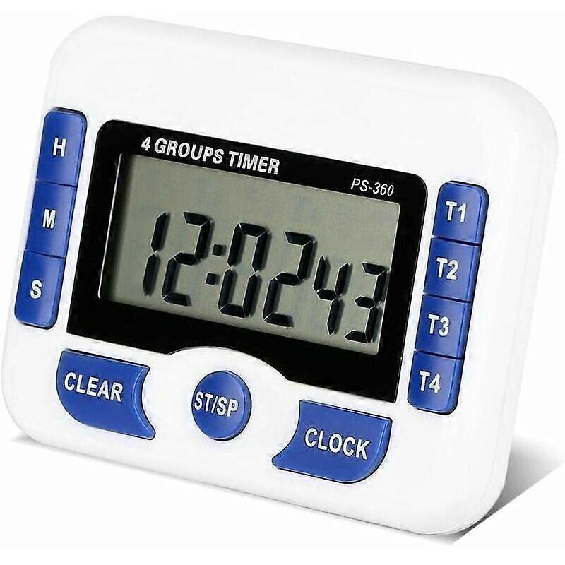 Multi-Function Countdown Timer 4 Channels Adjustable Digital Cooking Timer Magnetic Lab Meeting Timer with Alarm Clock Function