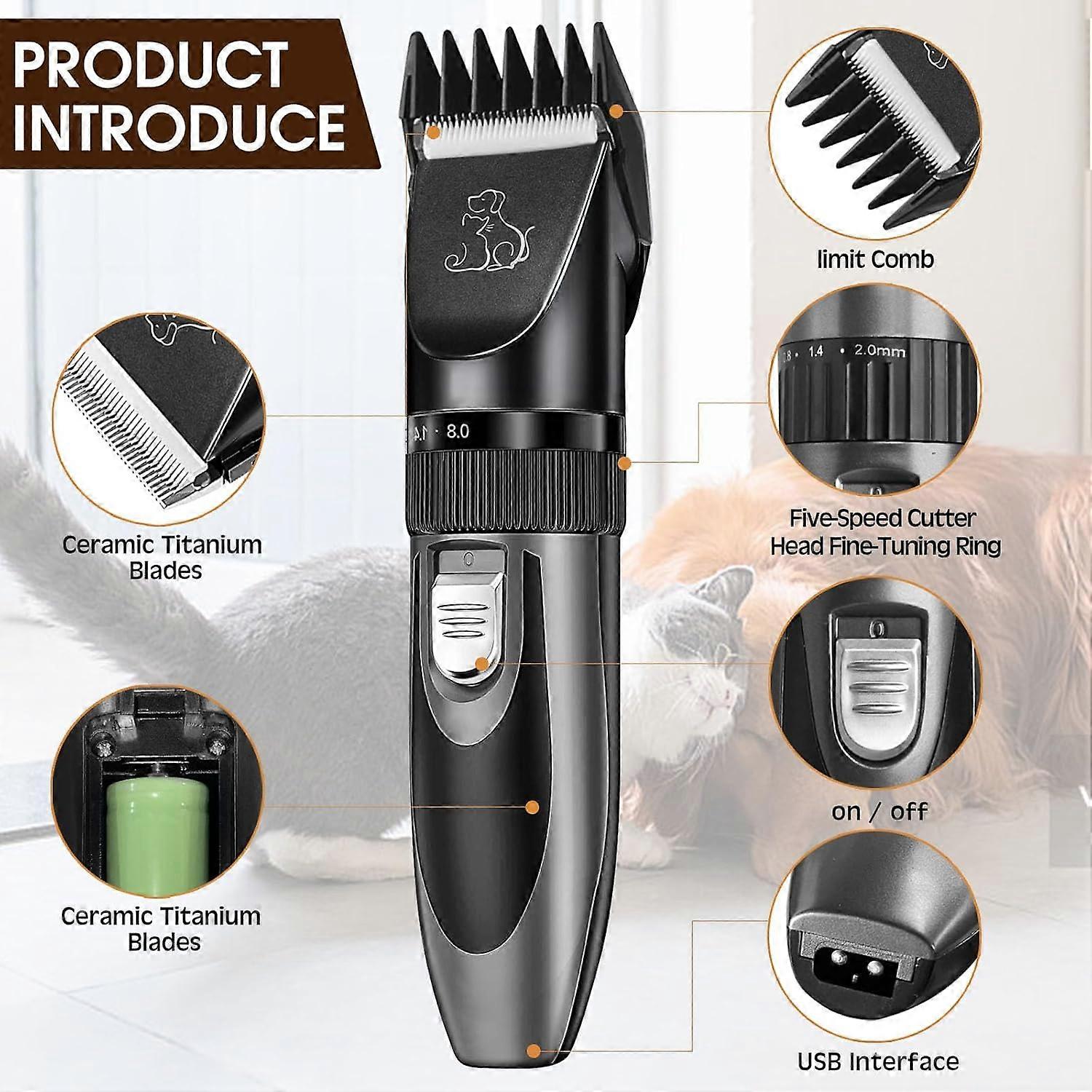 Professional Dog Clippers For Thick Hair – Cordless Low-Noise Pet Grooming Kit With 6 Guide Combs, Stainless Steel Blade, 4-Hour Runtime For Dogs & Cats
