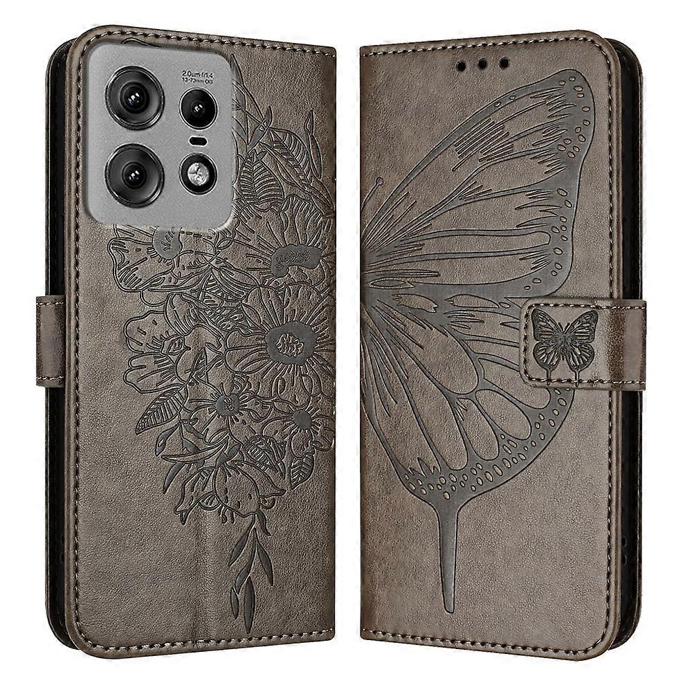 Embossed Butterfly PU Case For Motorola Edge 50 Pro