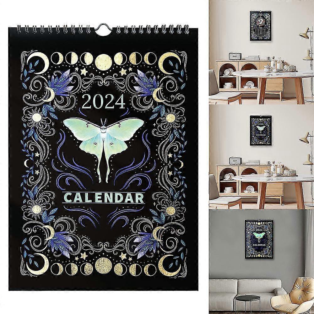 2024 Dark Moon Calendar Funny Art 12 Monthly Wall Hanging Calendar Planner