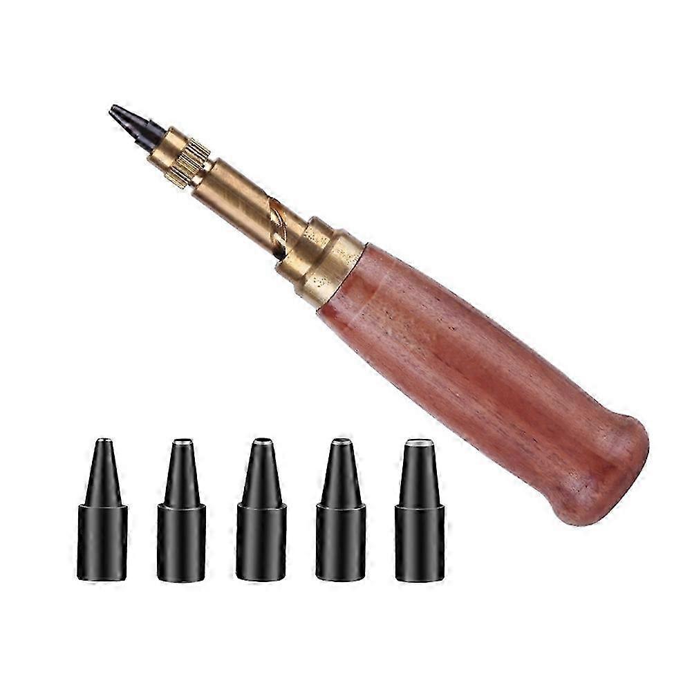 لكمة ثقب الحزام ، لكمة قابلة للتبديل ، مناسبة للجلود ، الورق ، ثقب الحزام لكمة ، أداة تجليد مقبض خشبي بني