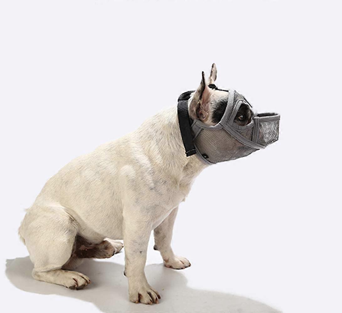 PETEMOO Short Snout Dog Muzzle- Adjustable Breathable Mesh Bulldog Muzzle for Biting Chewing Barking Dog Mask