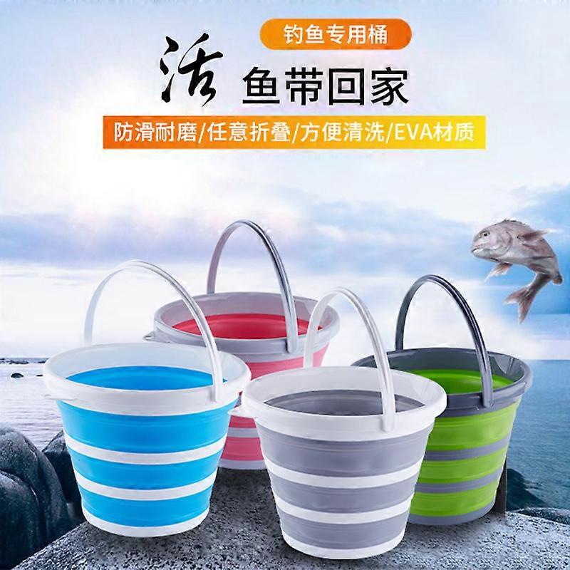 دلو قابل للطي سعة 10 لتر مع غطاء 10 لتر سيليكون ودلو بلاستيكي قابل للسحب للتخييم وصيد الأسماك والمنزلية وما إلى ذلك