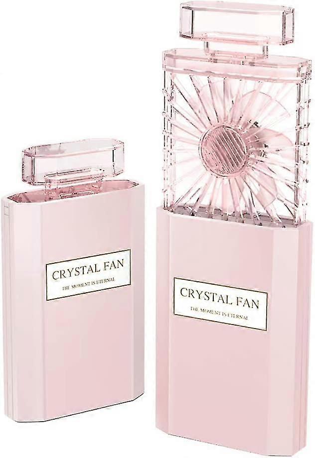 مروحة يد سيدة، مروحة شخصية صغيرة قابلة للشحن مع 3 سرعات، وردي