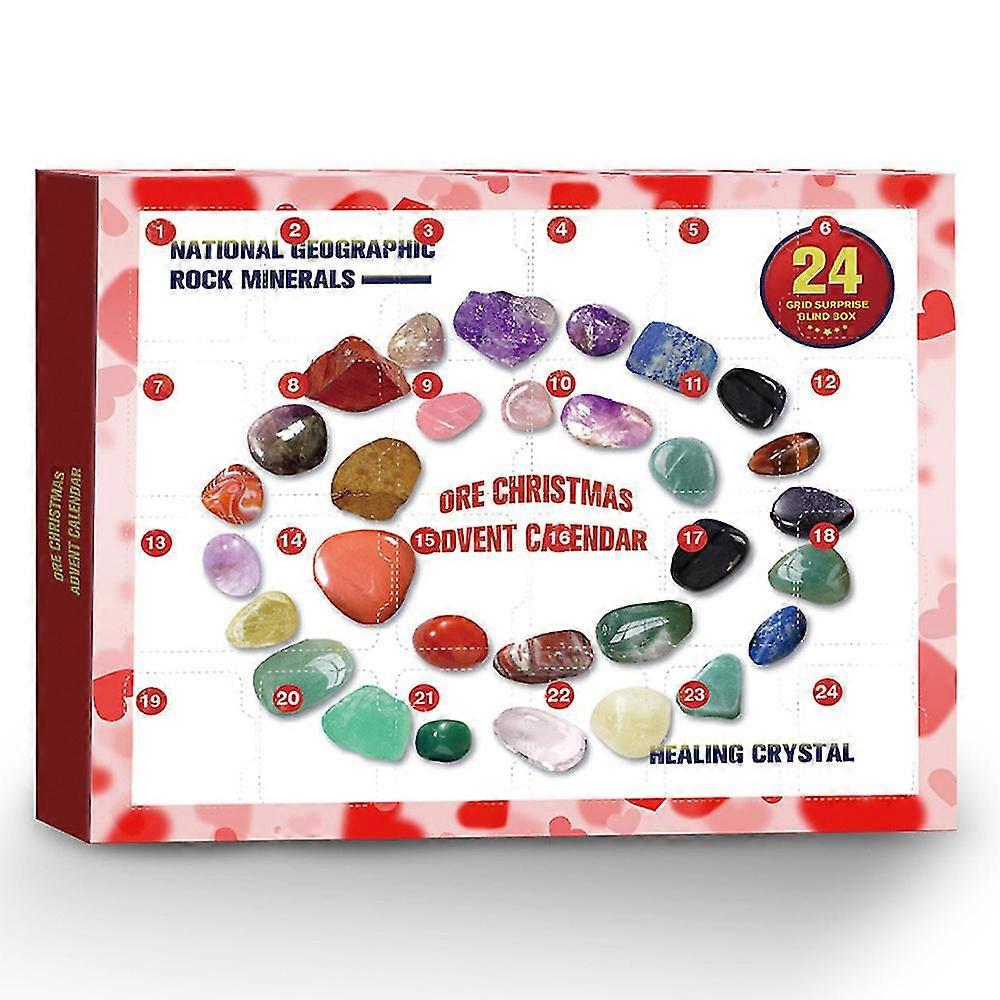 Jul nedräkning Kalendrar 24 rutnät Crystal Stone Xmas 24 dagars överraskningsgåva