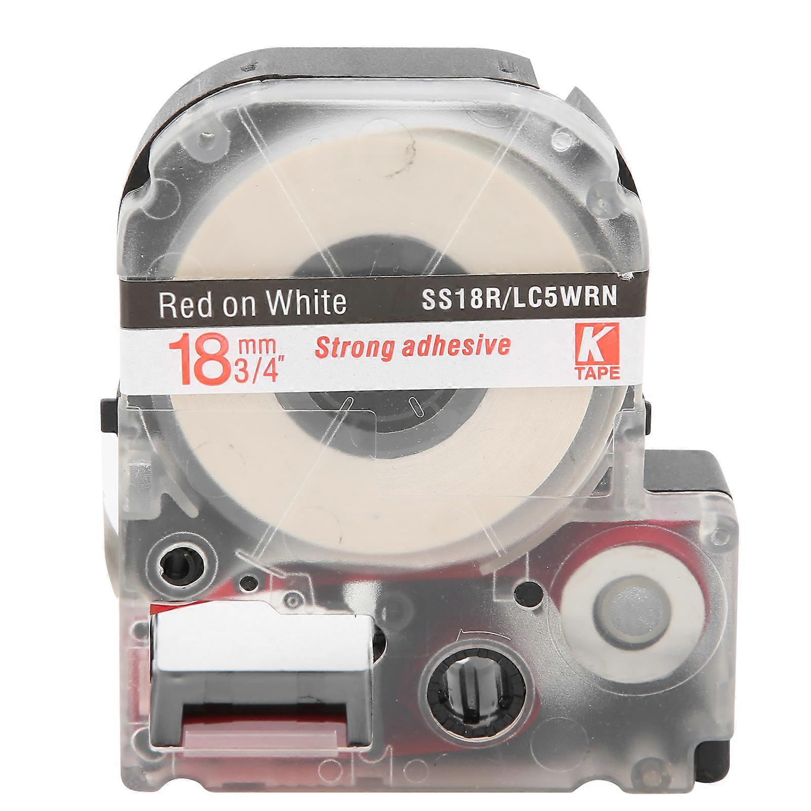 Label Maker Tape 18mm PET WaterProof Labeling Tape for Epson Label Printer/KingJim Label Machine(Red Word On White Background )