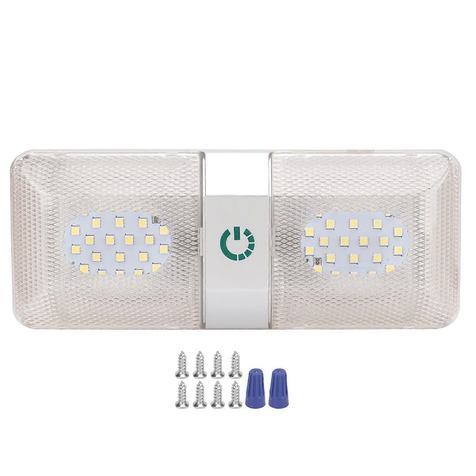 RV Ceiling Double Reading Light Touch Button Stepless 48 LEDs IP50 Waterproof Adjustable for Campers Trailers