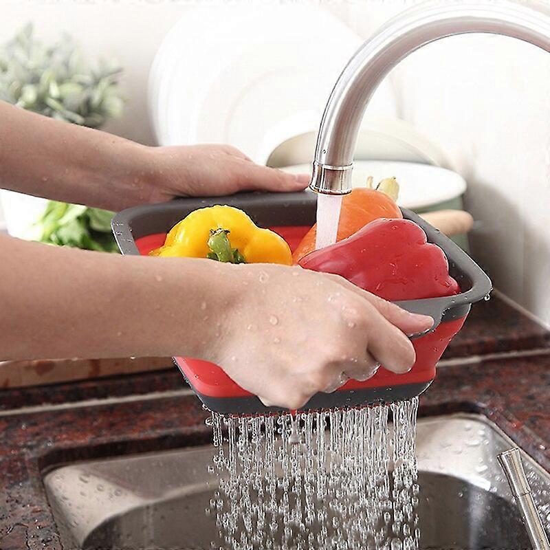 Foldable Fruit Vegetable Washing Basket Strainer Portabl Silicone Colander Collapsible Drainer With