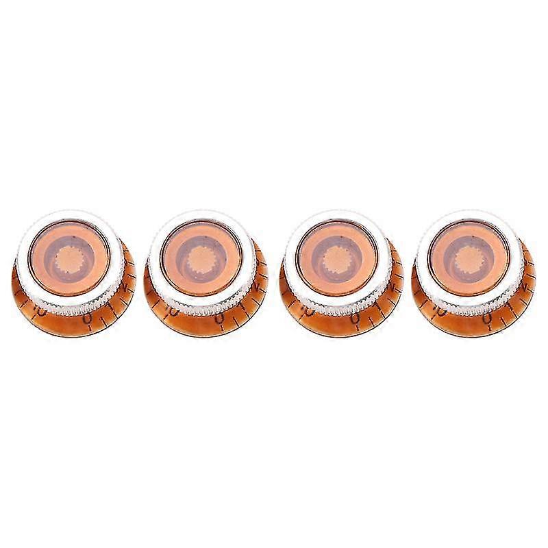 4Pcs Guitar Tone and Volume Speed Control Knobs Top Hat Bell for LP ,Amber