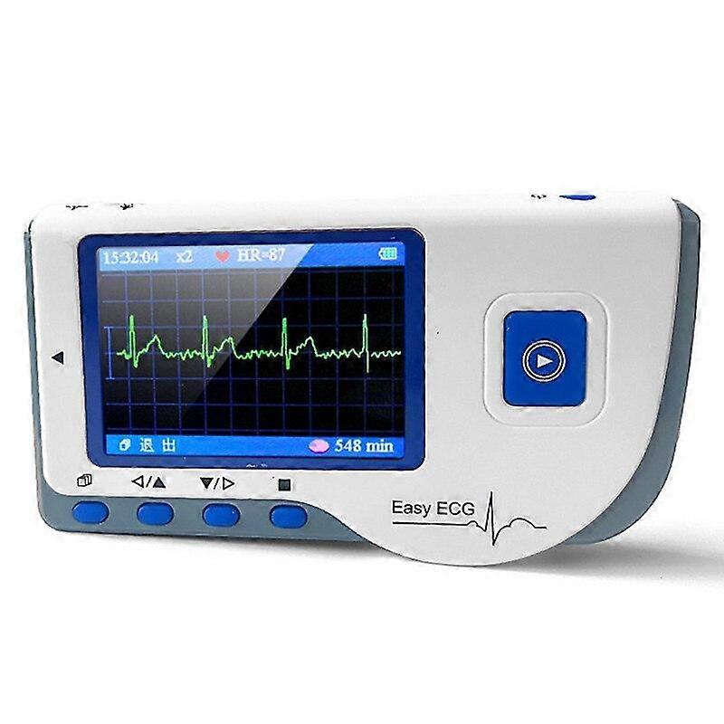 Draagbare handheld ECG 24 UUR Ononderbroken Hartgolfvorm Detector Monitor Huishoudelijke Monitoring Apparaat W / Kabel Pads Kleurenscherm