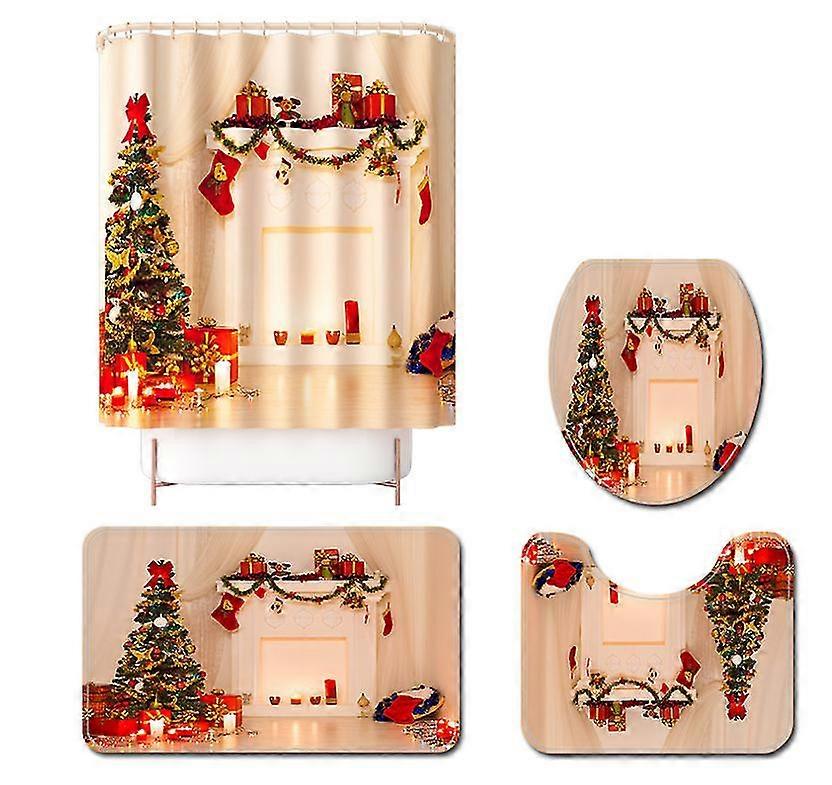 Mng Fireplace Christmas Tree Floor Mat Carpet