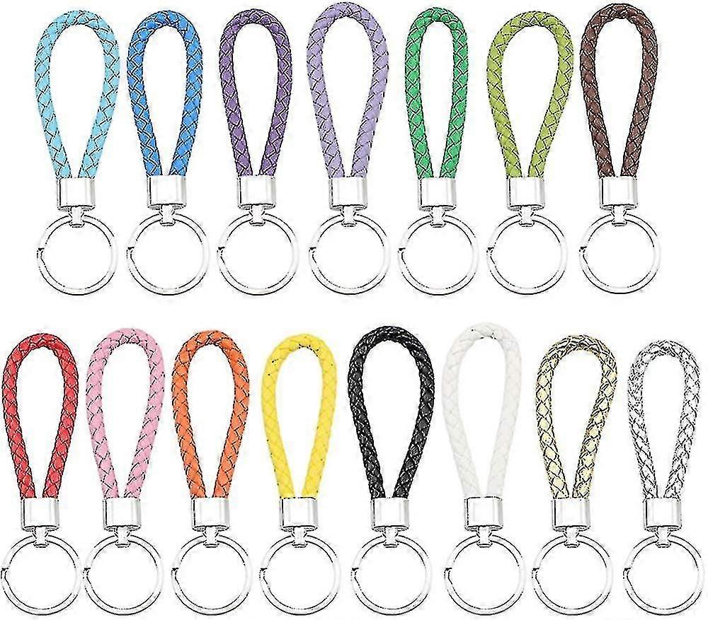 15 Pieces Braided Keychain Strap Cord Keyring 15 Colors Handmade Car Key Chains
