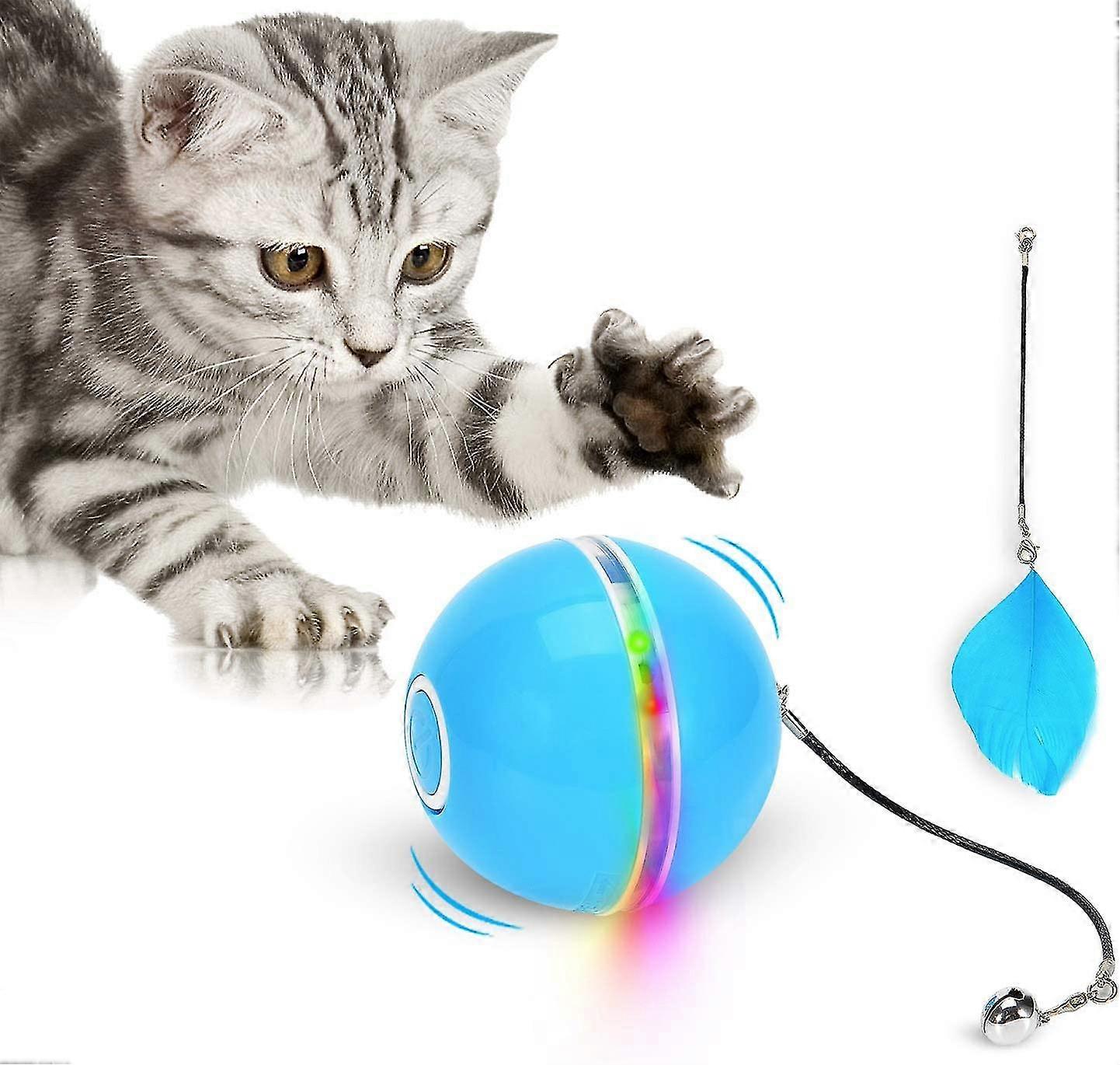 Cat Toys Ball With Led Light & Catnip Auto Spinning Smart Cat Ball Toy Usb Rechargeable