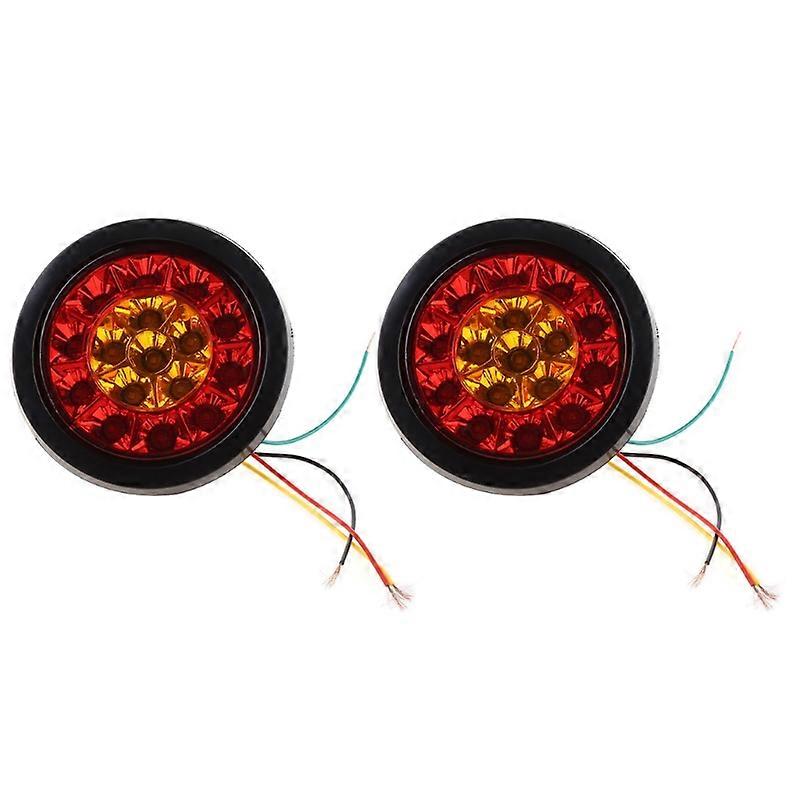 2Pcs Multipurpose 16LED Tail Light 12V Indicator Amber Light Fog Lamp for RV
