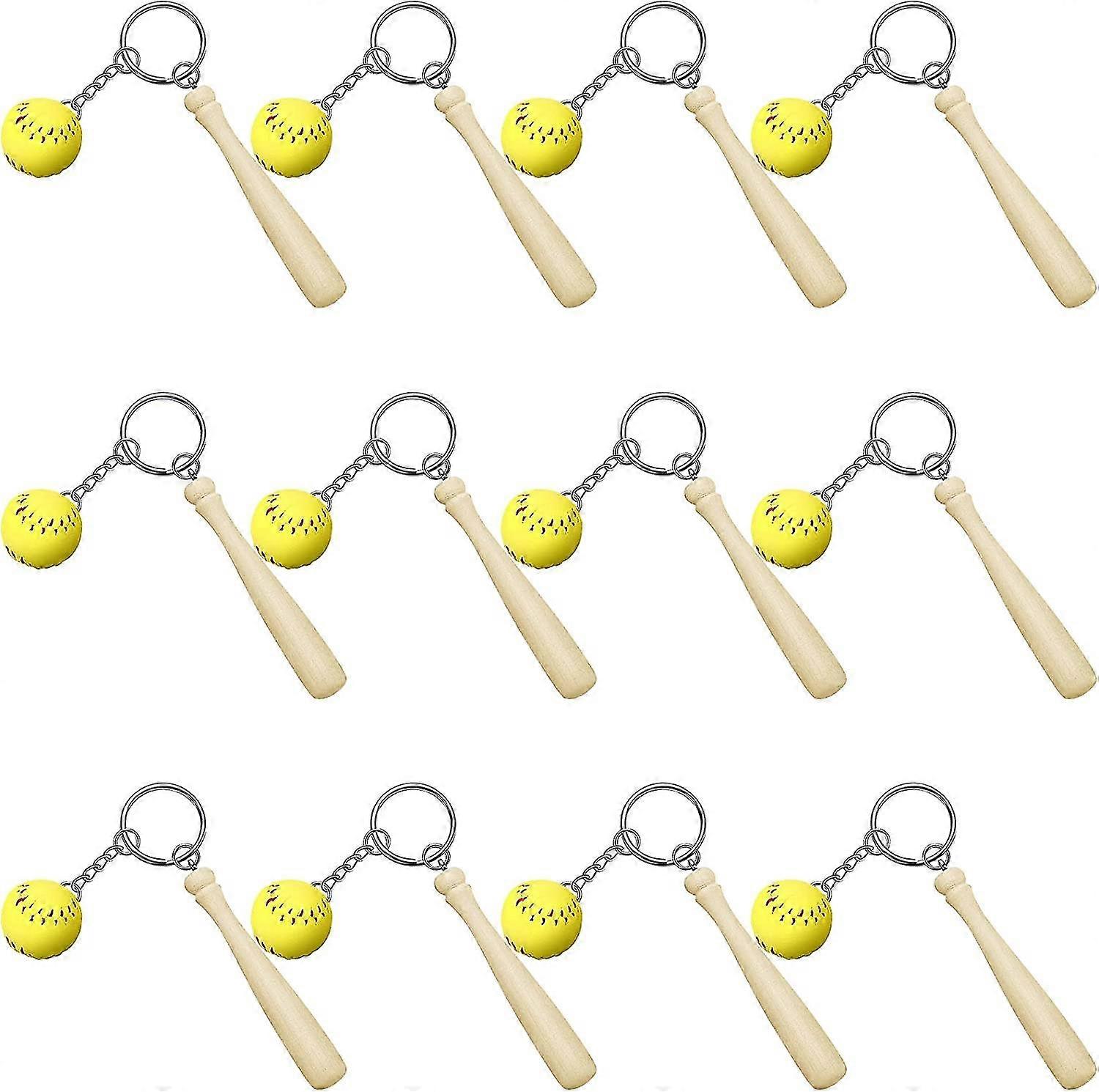 Mini Wooden Softball Keyring