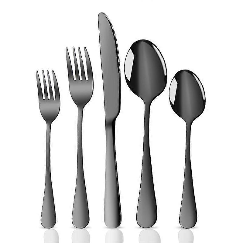 Matte Black Silverware Set Stainless Steel Satin Finish Flatware 1 Set