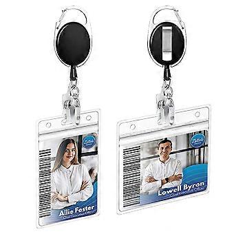 2 stk Badge Reel Uttrekkbar - ID Badge Reel med Quick Release Klo Clips Nøkkelring Clip - Horisontale og Vertikale ID Badge Clips