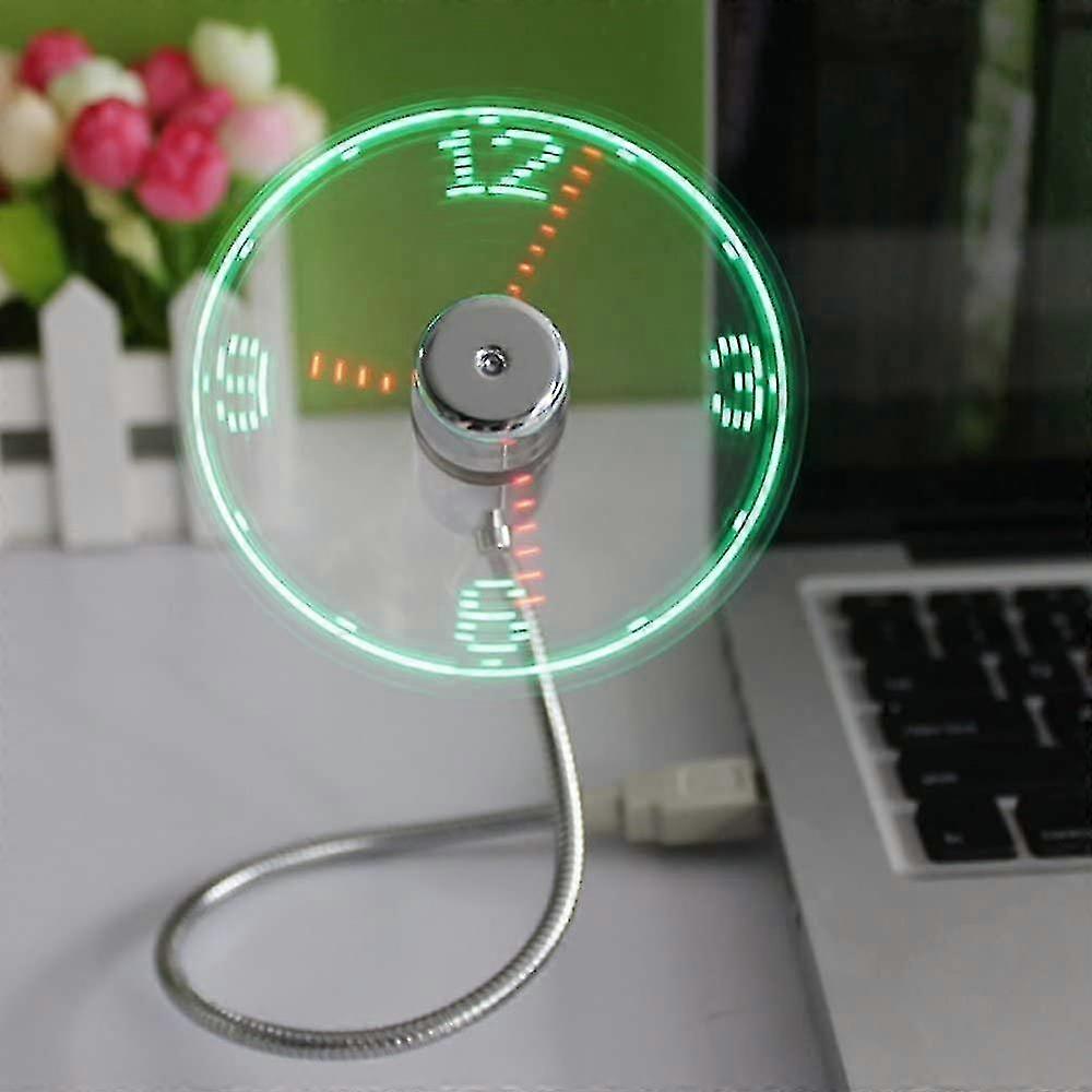 Mini Usb Clock Fan, Led Usb Fan Time Display Clock Fan For Pc Computer Desktops