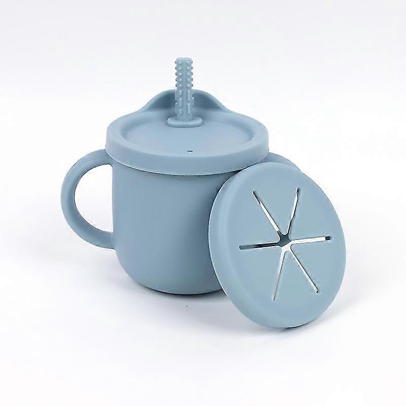 كوب بيبي كوب سناك ومرايل فطام الأطفال 2 في 1 ، كوب قش سيليكون للأطفال الصغار ، كأس تدريب