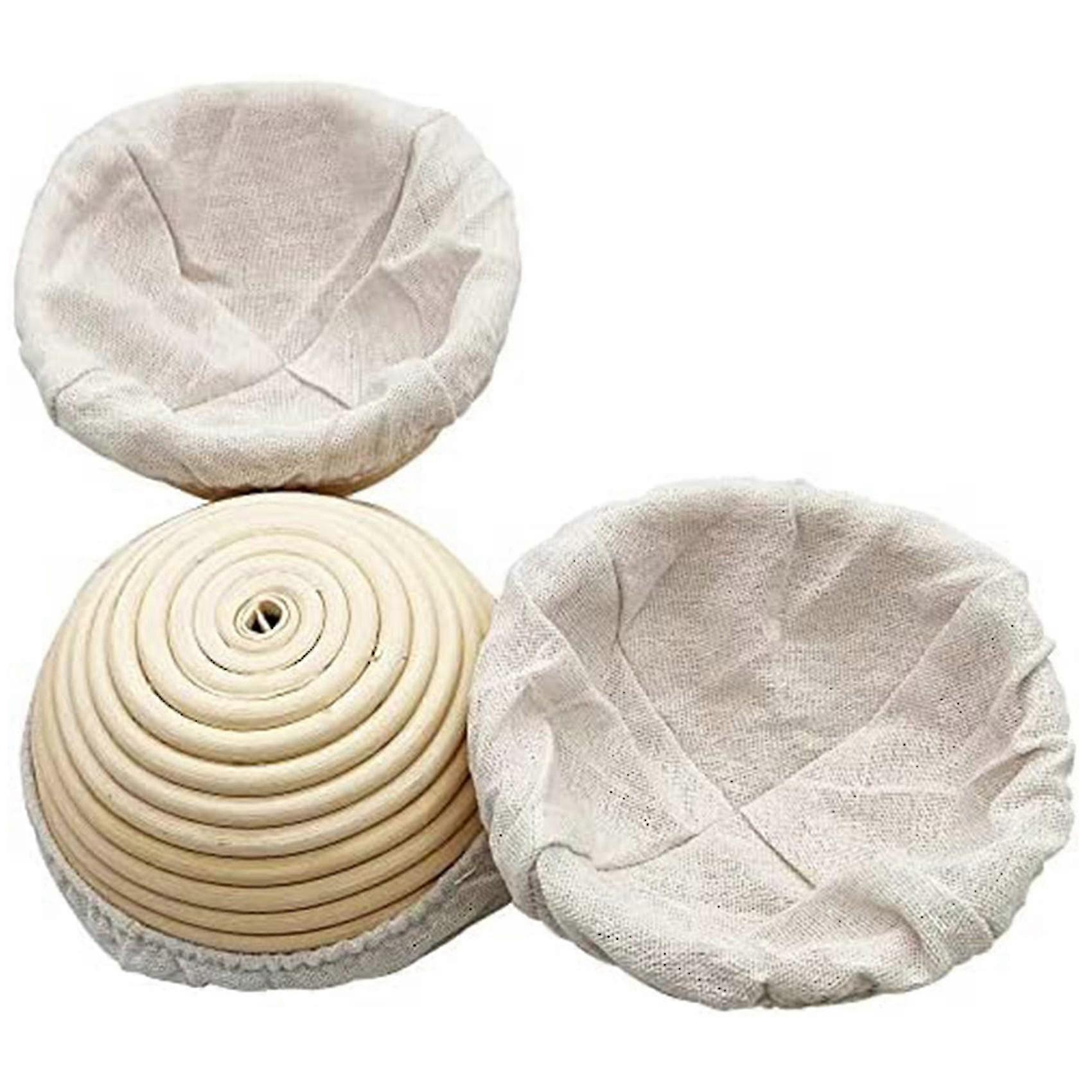 Proofing Basket Round Bread With Liner - Natural Rattan For Professional & Home Bakers